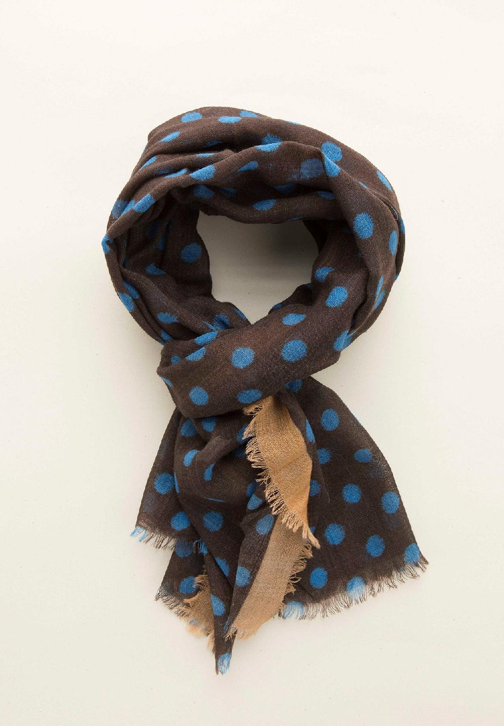 Angelico Stola marrone pois lana con frange