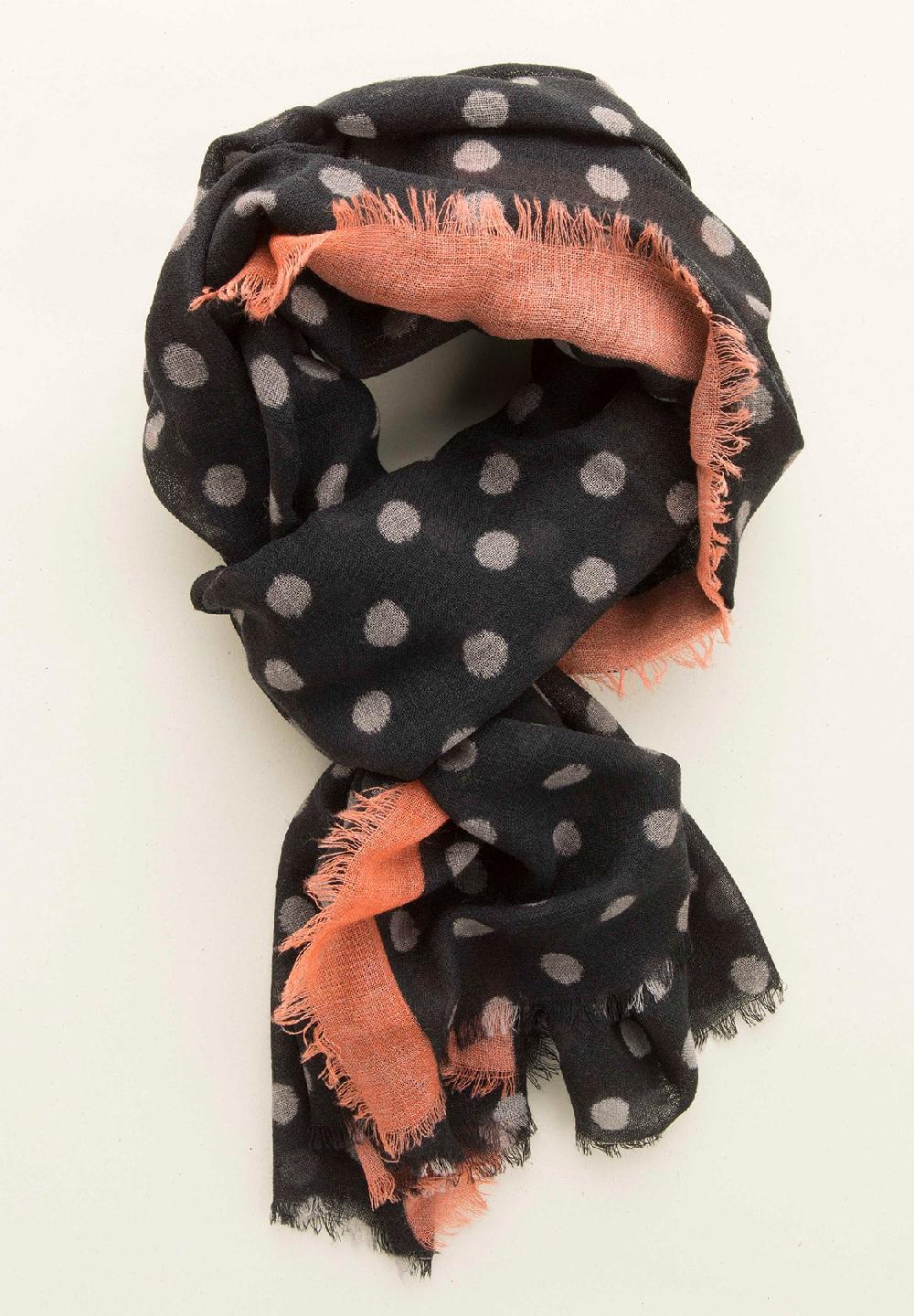 Angelico Stola nero pois lana con frange