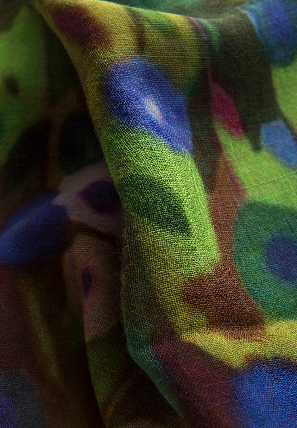 Angelico Stola Verde Fantasia Fiori Lana Frange