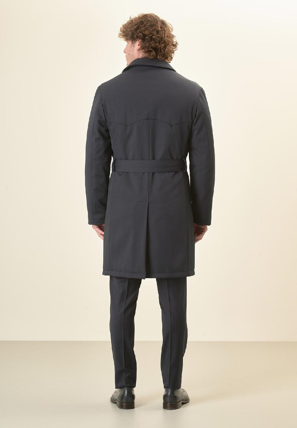 Angelico Trench Blu Doppiopetto Con Cintura