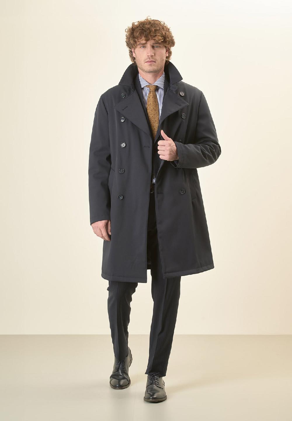 Angelico Trench blu doppiopetto con cintura