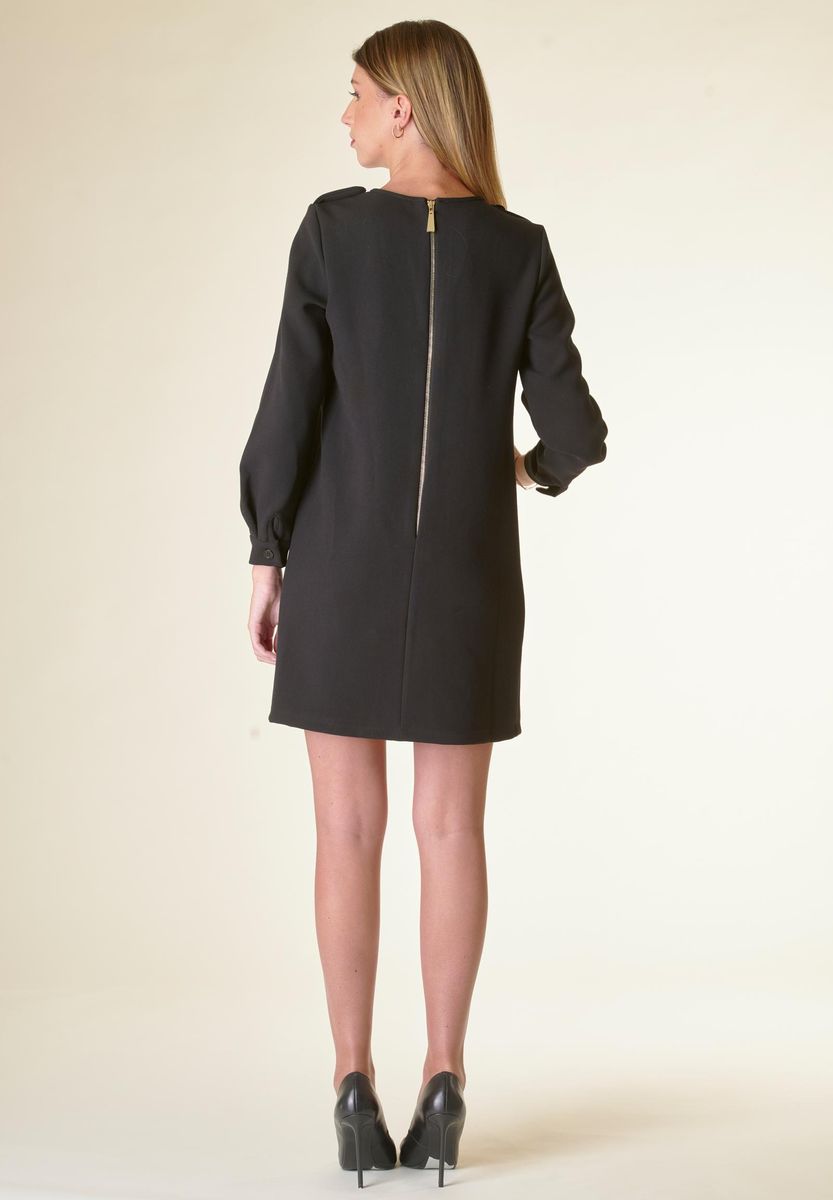 Angelico Vestito Nero Corto Crepe Con Taschini