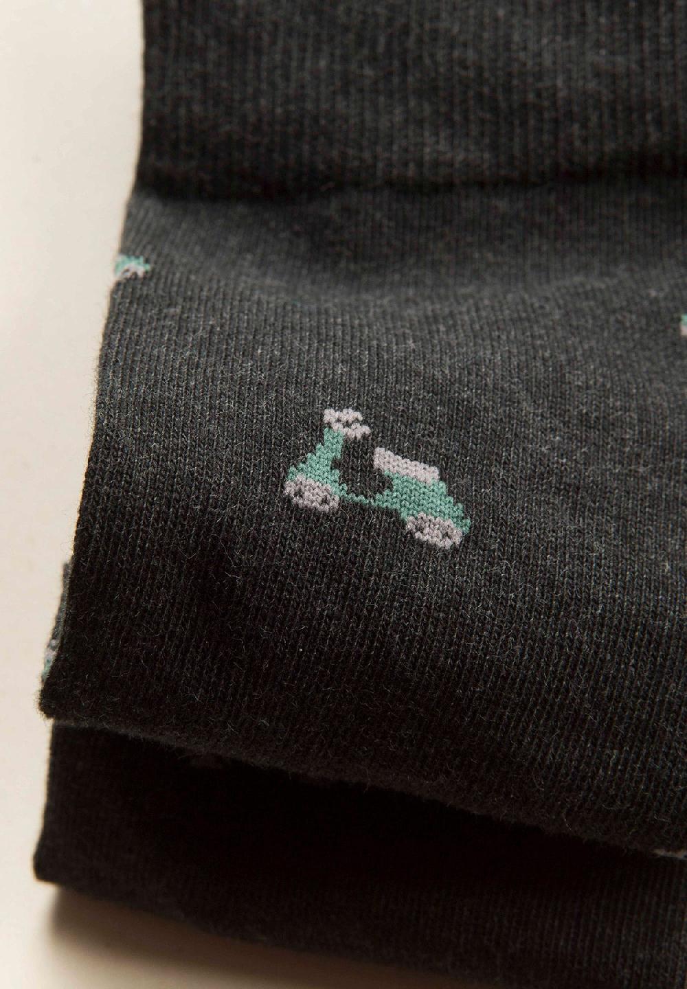 Angelico Calza Antracite Fantasia Vespe Cotone Stretch