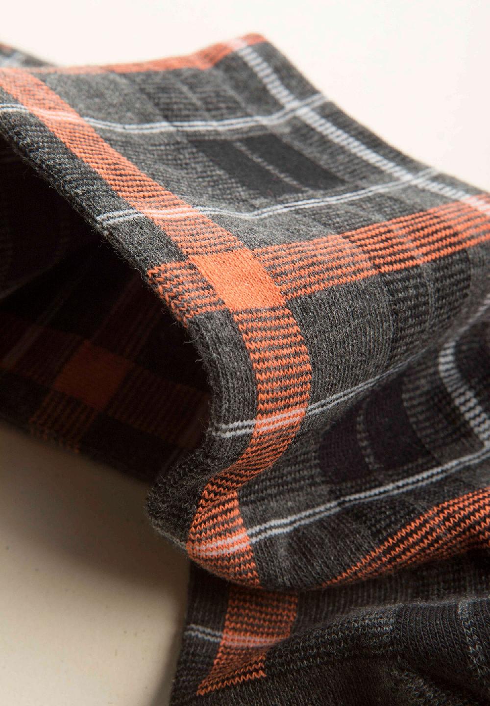 Angelico Calza Antracite Quadri Arancioni Cotone Stretch