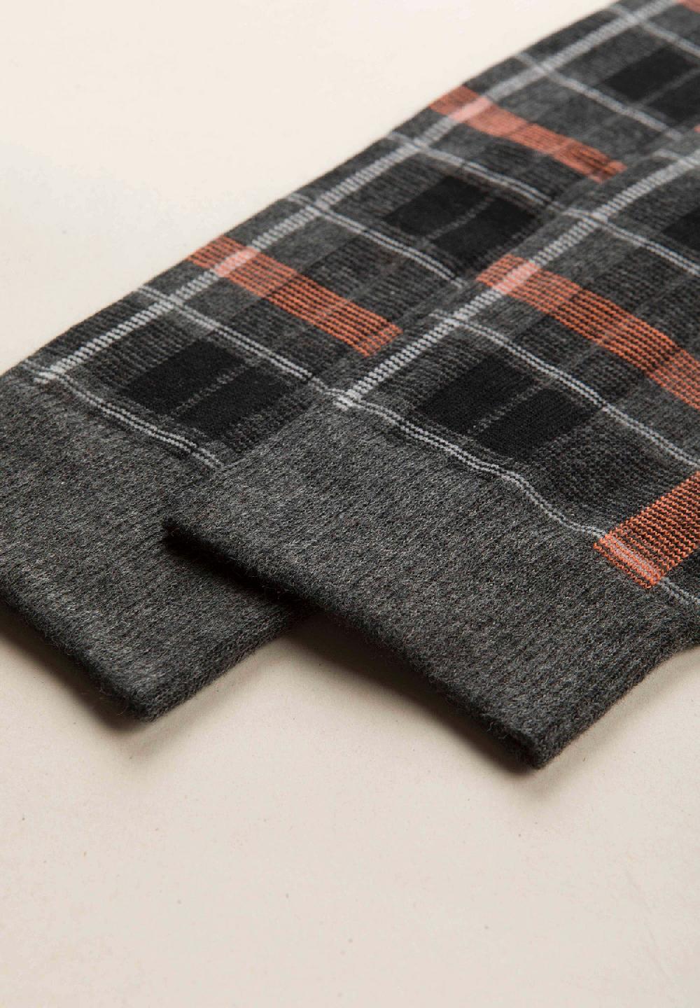 Angelico Calza Antracite Quadri Arancioni Cotone Stretch