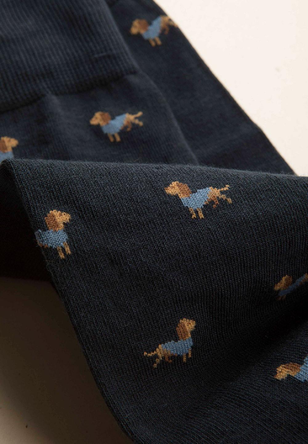 Angelico Calza Blu Scuro Fantasia Cani Cotone Stretch