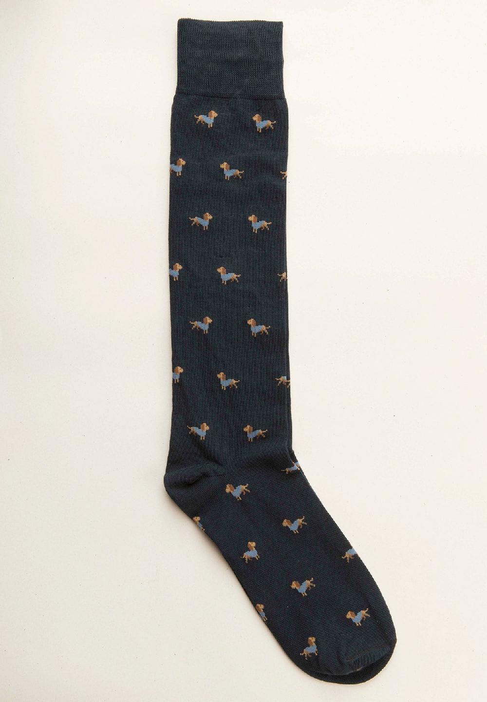 Angelico Calza blu scuro fantasia cani cotone stretch