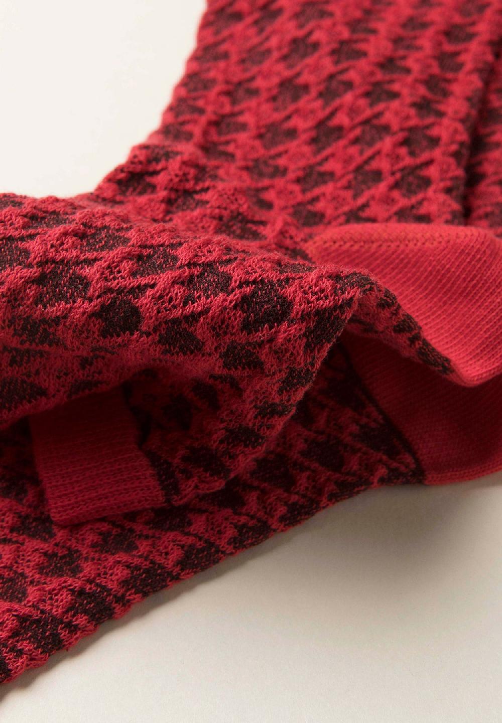 Angelico Calzini Rossi Pied De Poule Cotone Stretch