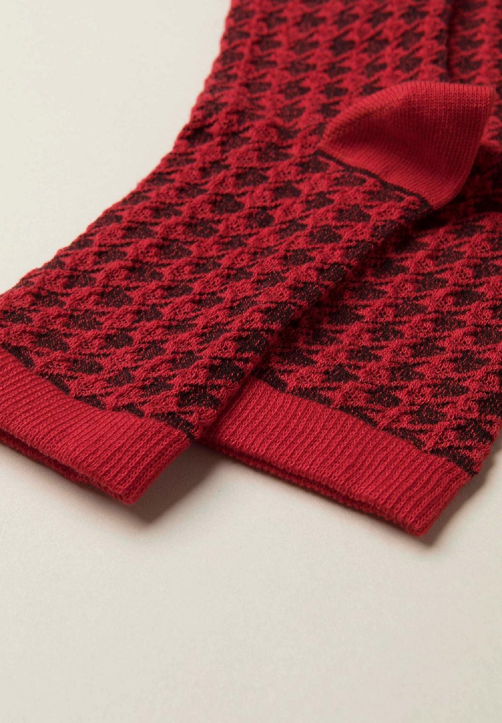 Angelico Calzini Rossi Pied De Poule Cotone Stretch