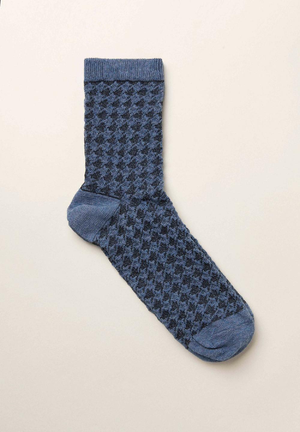 Angelico Calzini turchesi Pied de Poule cotone stretch