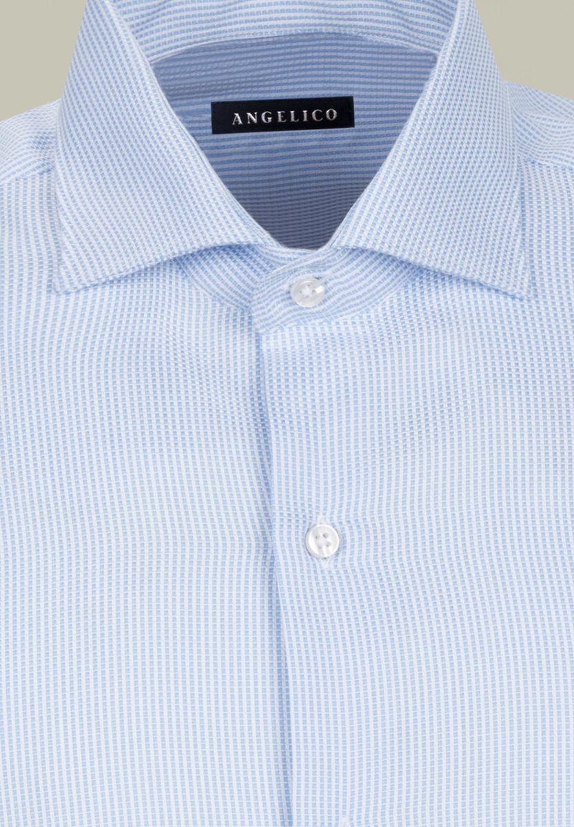 Angelico Camicia Azzurra Armatura Quadretto Francese Regular Fit