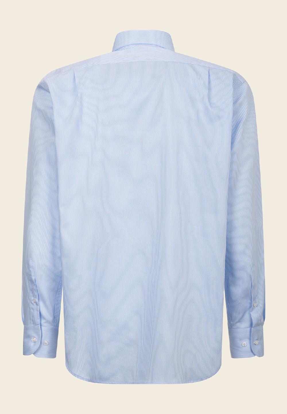 Angelico Camicia Azzurra Bianca Bacchettina Cotone Comfort Fit