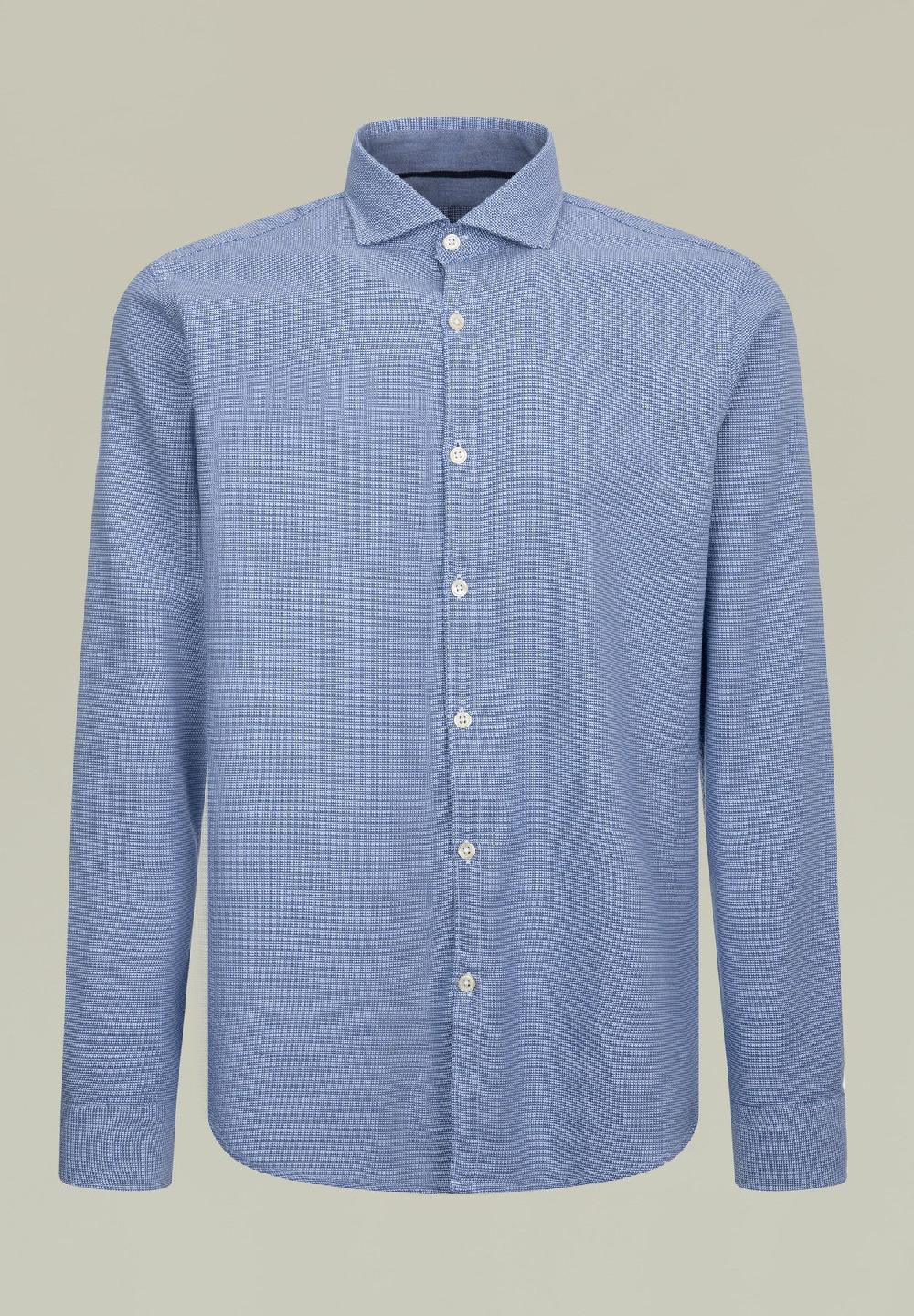 Angelico Camicia azzurra microdisegno jacquard regular fit