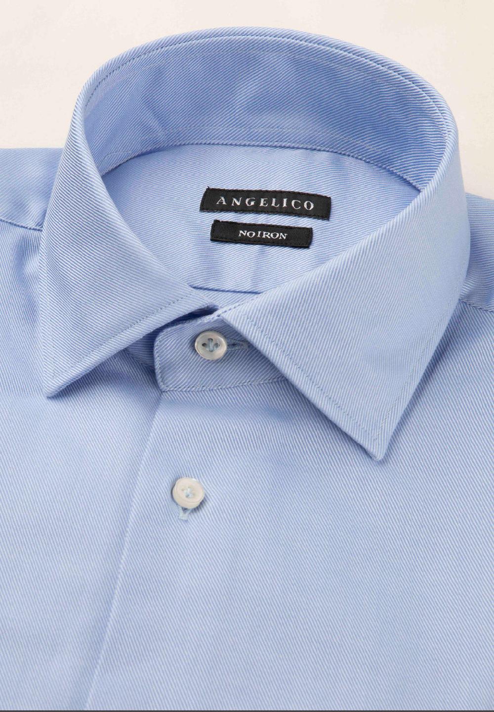 Angelico Camicia Azzurra No-stiro Cotone Custom Fit