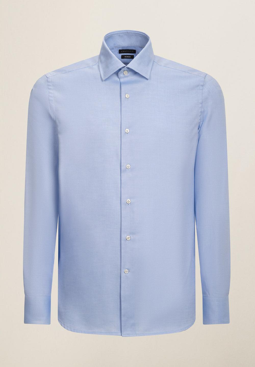 Angelico Camicia azzurra no-stiro cotone custom fit