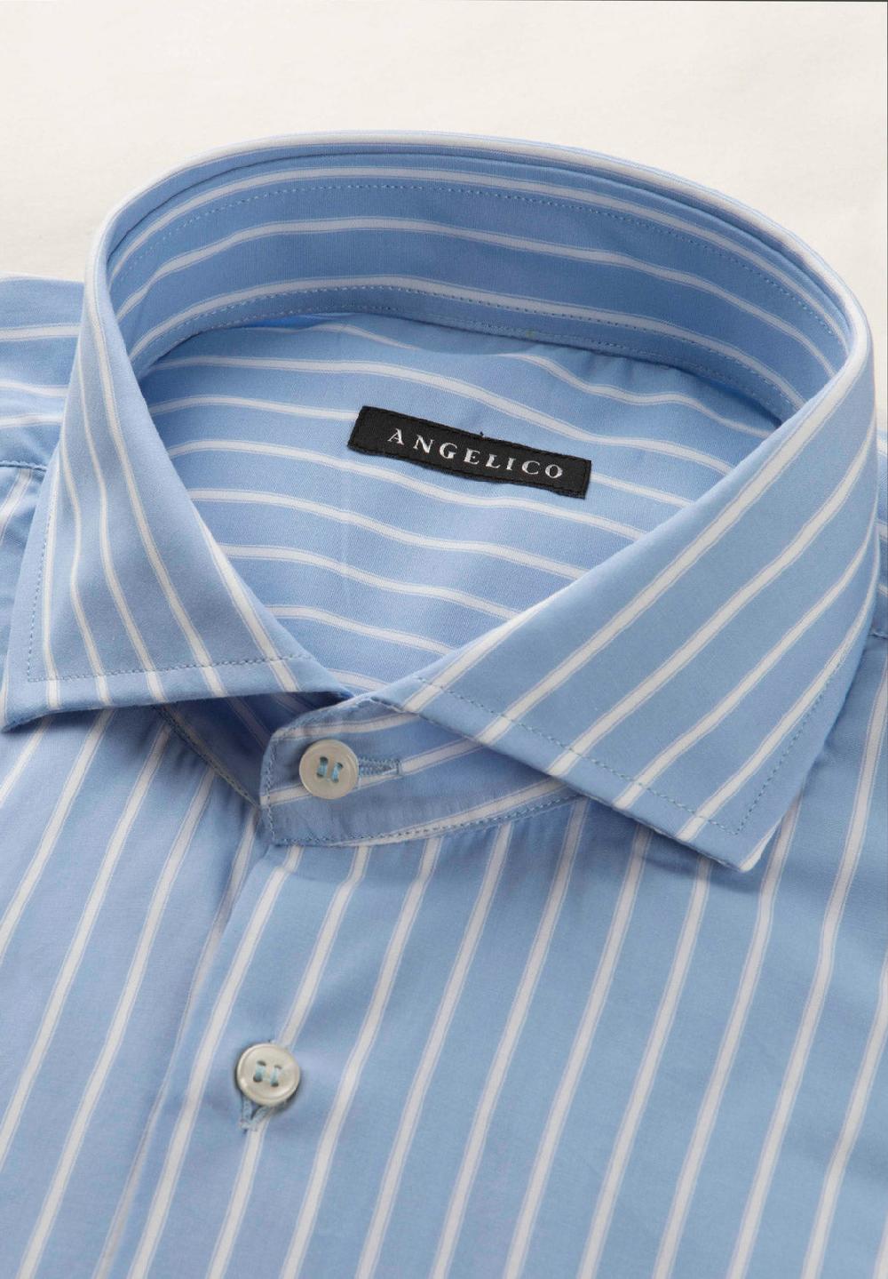 Angelico Camicia Azzurro Banco Rigata Cotone Regular Fit