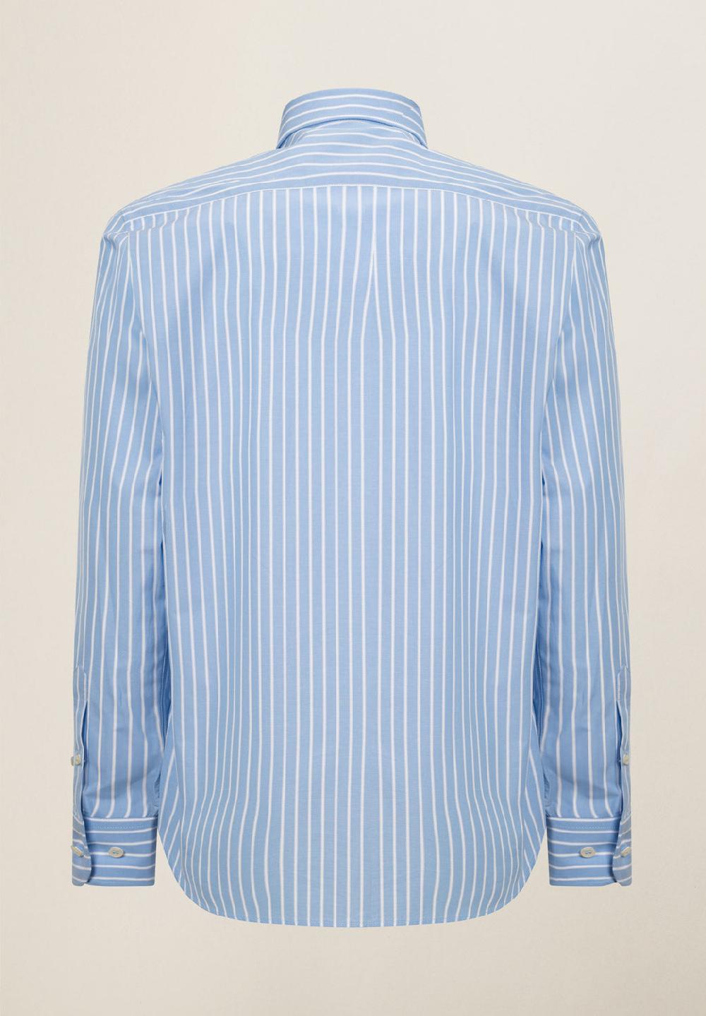 Angelico Camicia Azzurro Banco Rigata Cotone Regular Fit