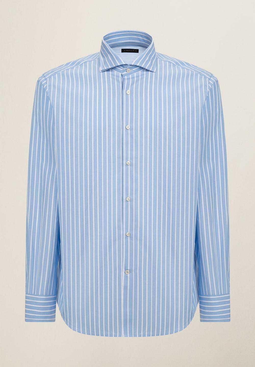 Angelico Camicia azzurro banco rigata cotone regular fit