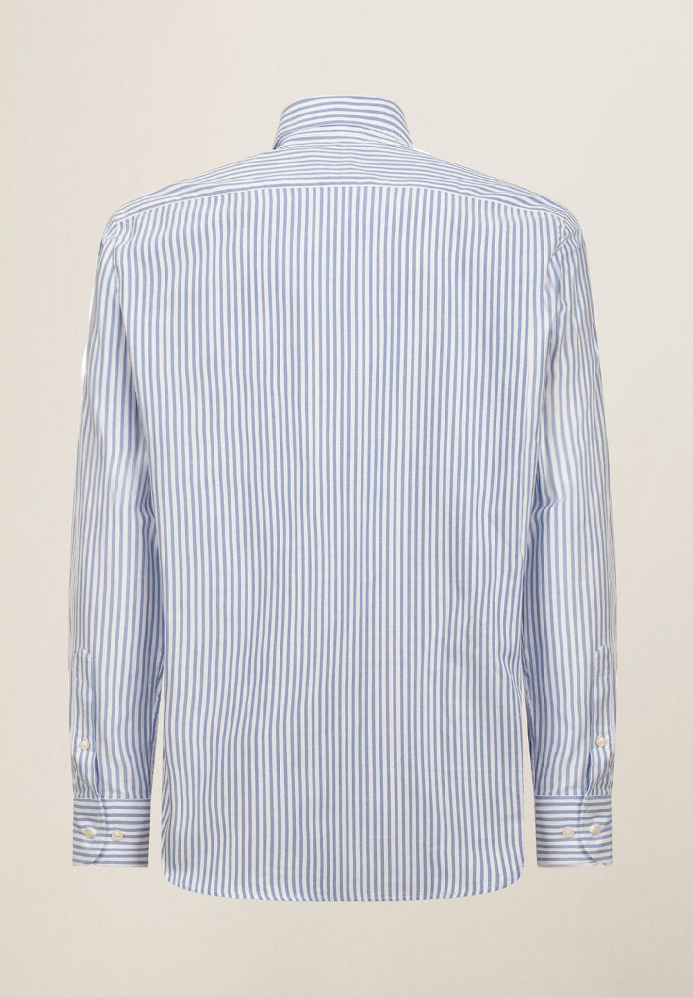 Angelico Camicia Azzurro Bianco Rigata Cotone Regular Fit