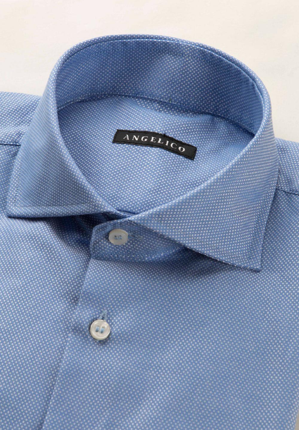 Angelico Camicia Azzurro Microdisegno Cotone Regular Fit