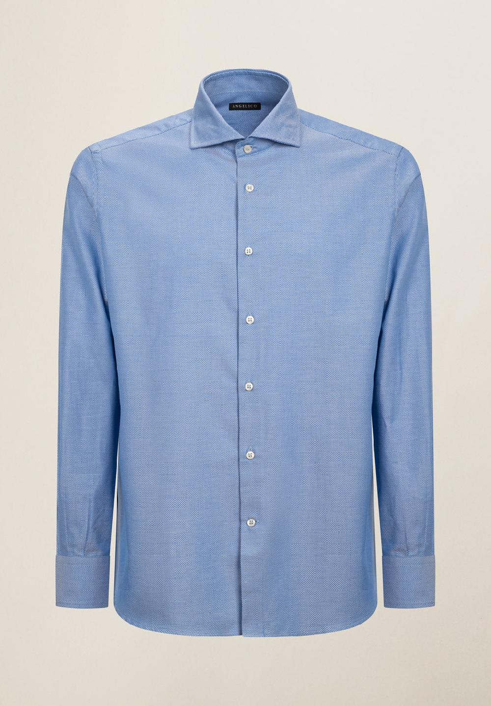 Angelico Camicia azzurro microdisegno cotone regular fit
