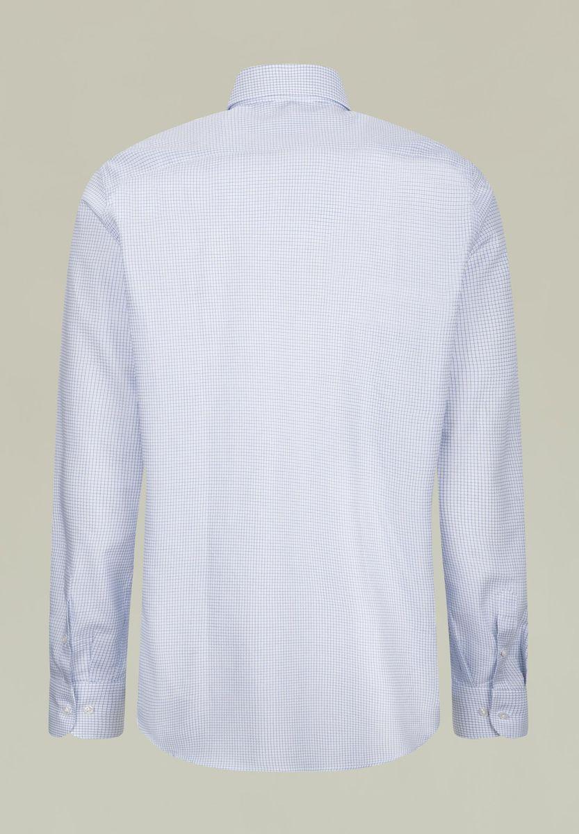 Angelico Camicia Bianca Quadrettino Blu Regular Fit