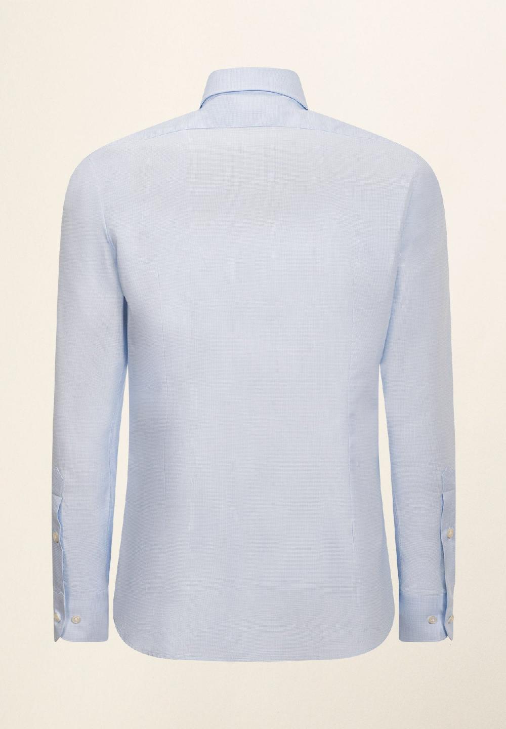 Angelico Camicia Bianco Azzurra Microdisegno Cotone Slim Fit