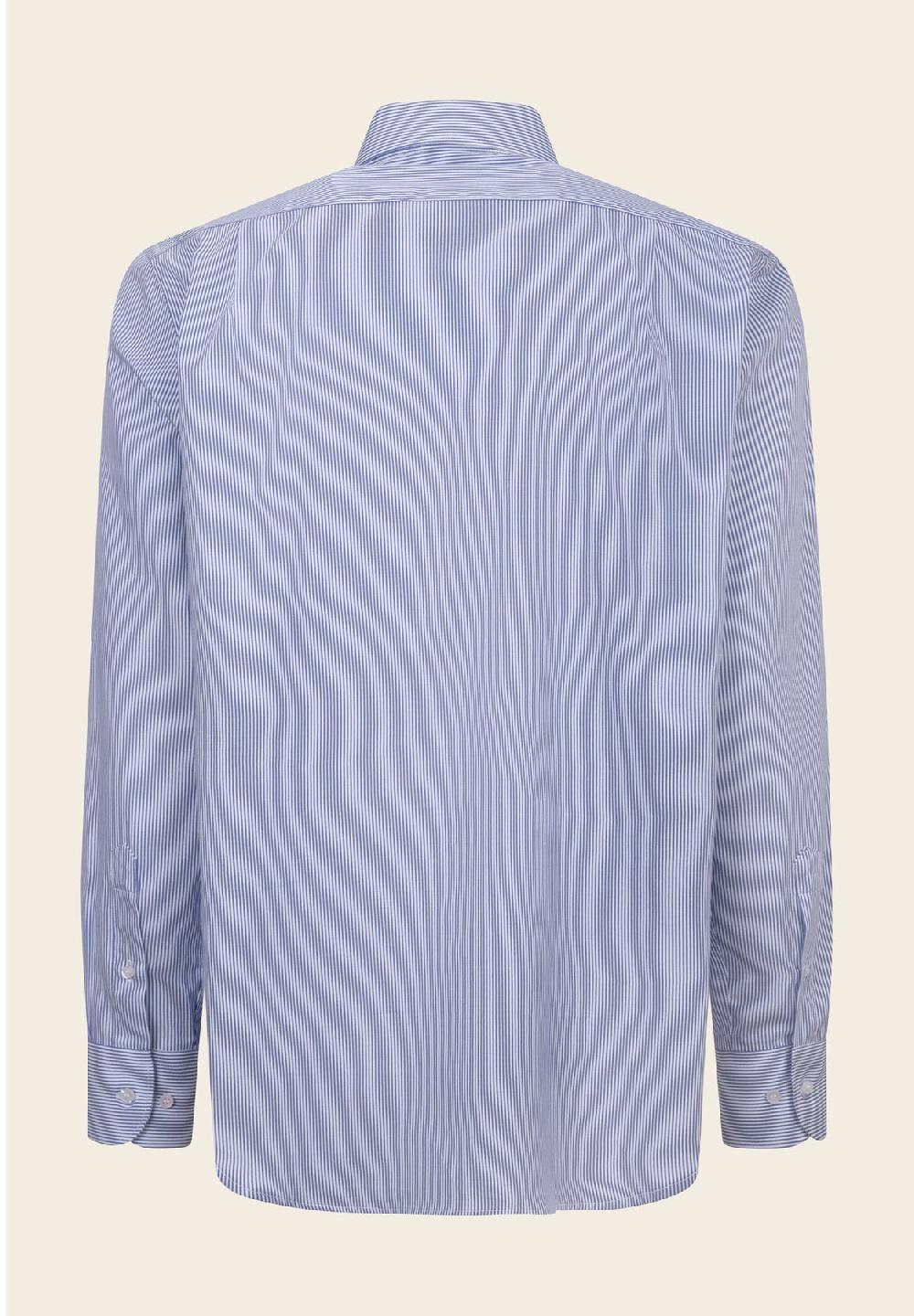 Angelico Camicia Blu Bianca Bacchettina Cotone Comfort Fit