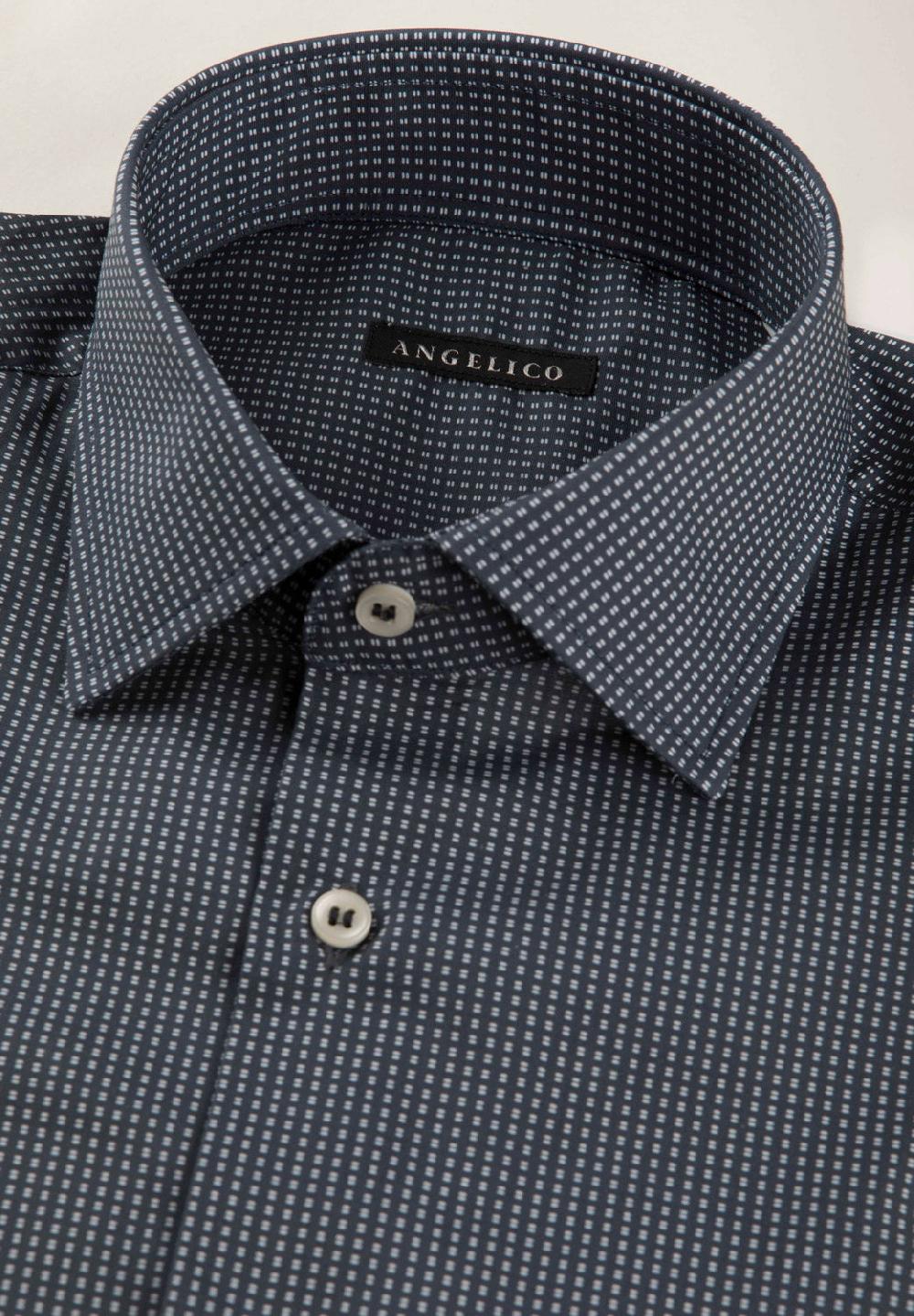 Angelico Camicia Blu Microdisegno Cotone Regular Fit
