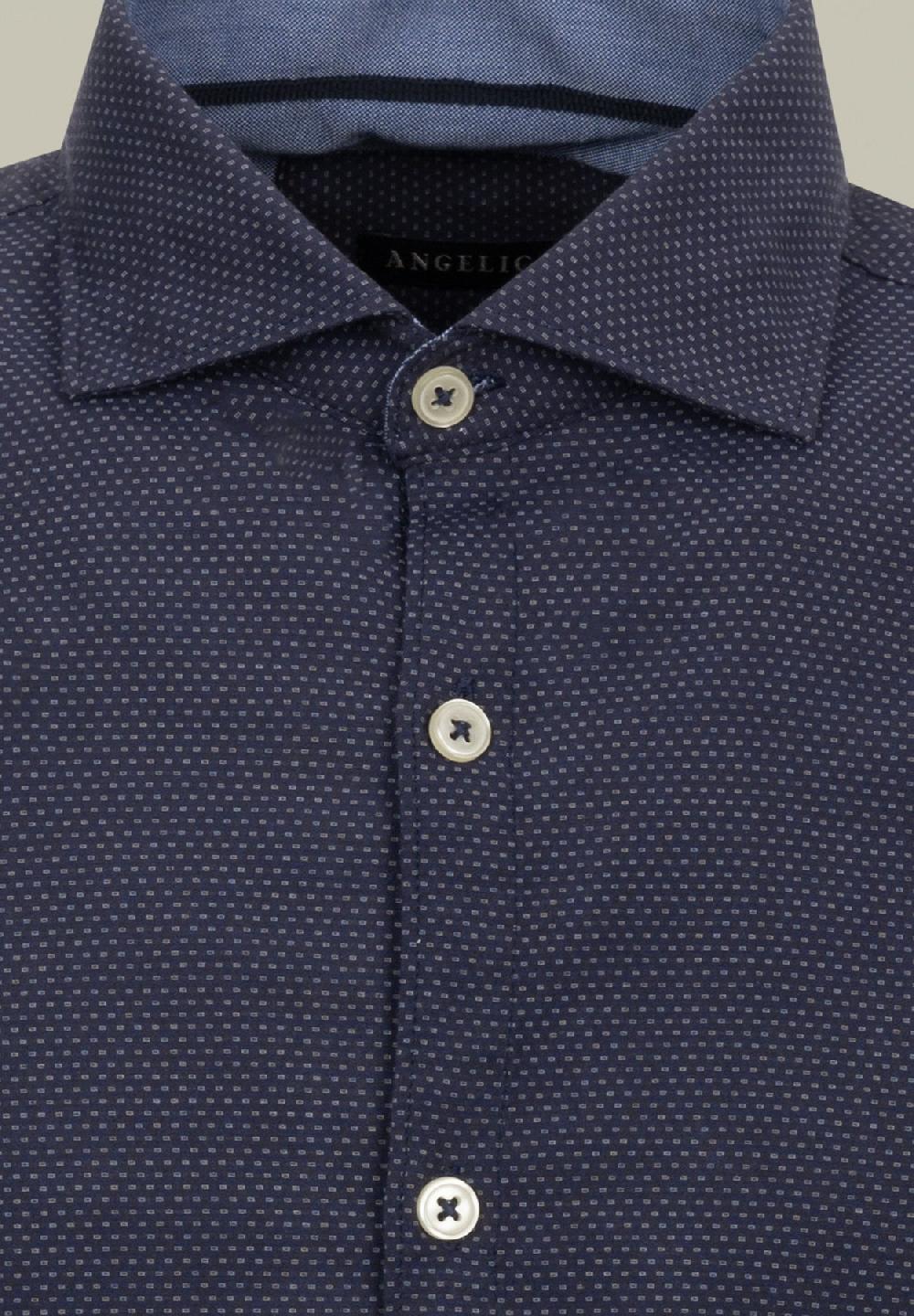 Angelico Camicia Blu Microdisegno Jaquard Regular Fit
