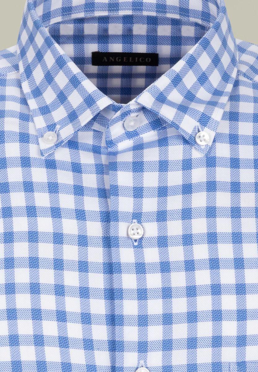 Angelico Camicia Quadri Azzurro-bianco BD Regular Fit