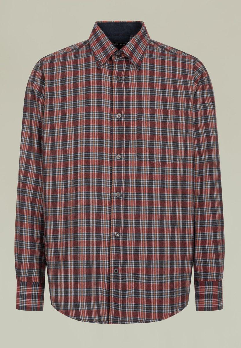 Angelico Camicia rossa quadretto flanellina BD regular fit