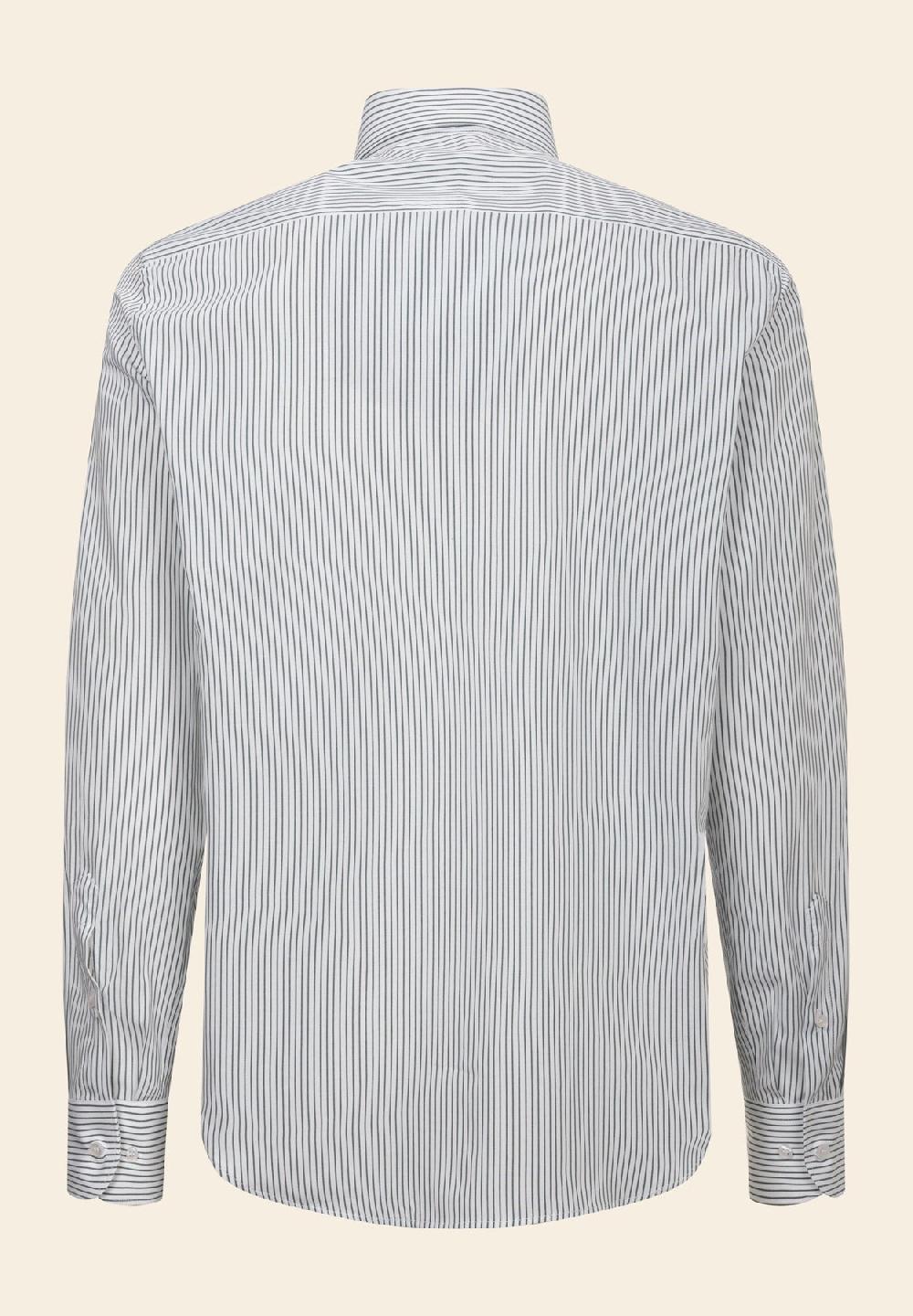 Angelico Camicia Verde Bianco Rigata Cotone Regular Fit