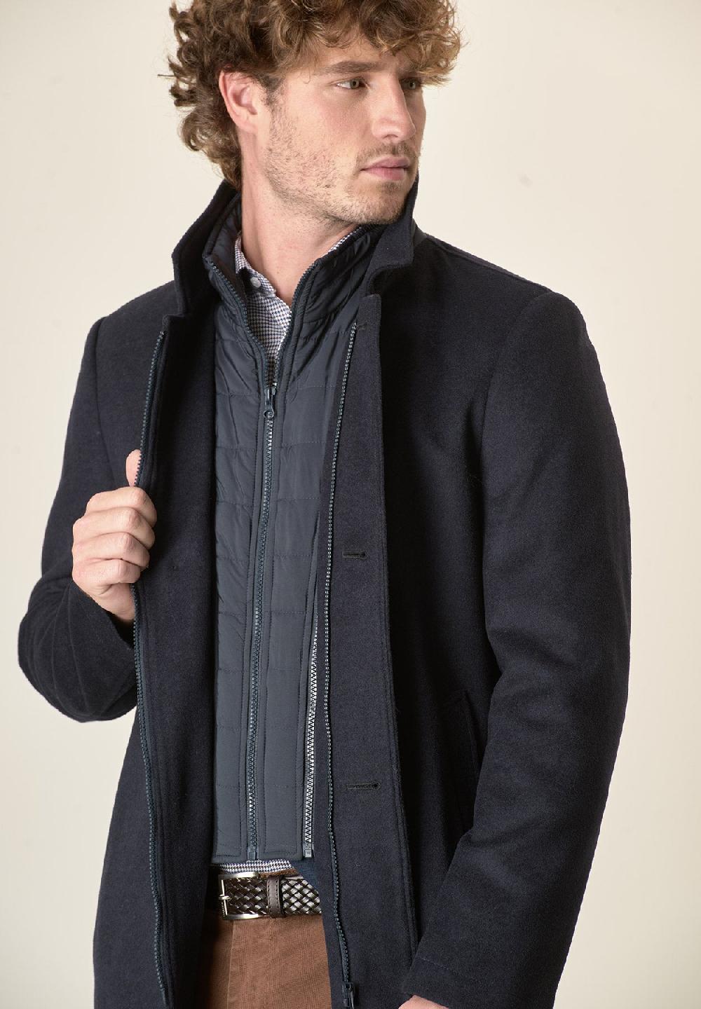 Angelico Cappotto Blu Collo Coreano Pettorina Staccabile