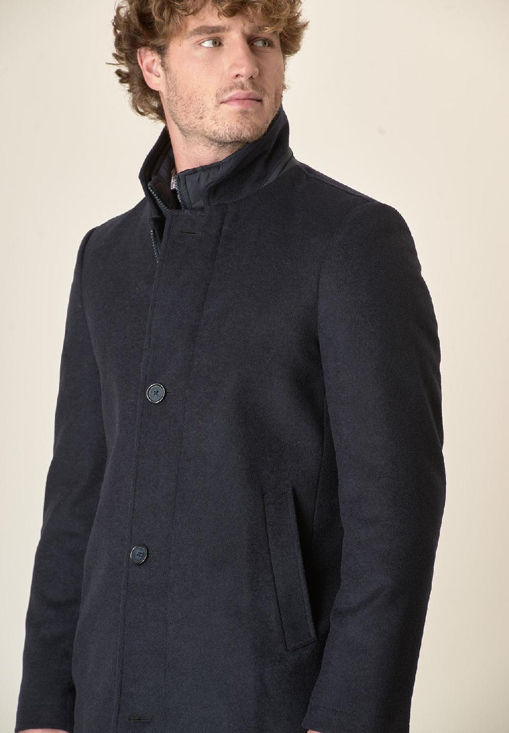 Angelico Cappotto Blu Collo Coreano Pettorina Staccabile