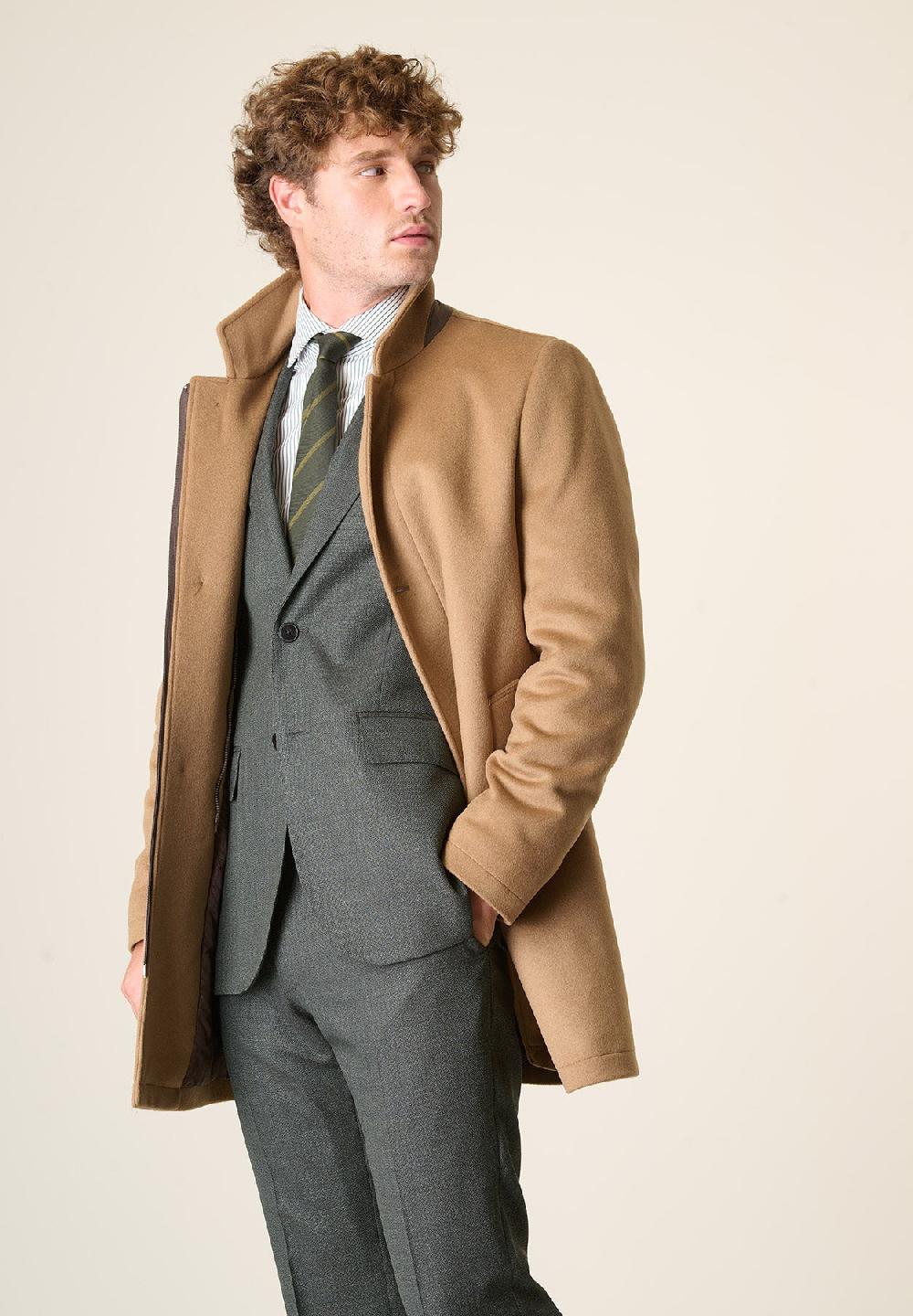 Angelico Cappotto Cammello Coreano Pettorina Staccabile