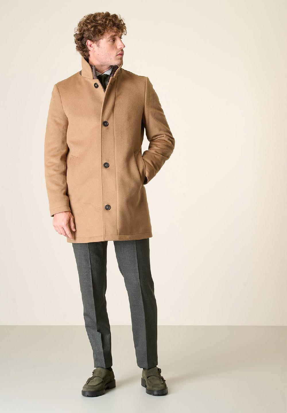 Angelico Cappotto cammello coreano pettorina staccabile