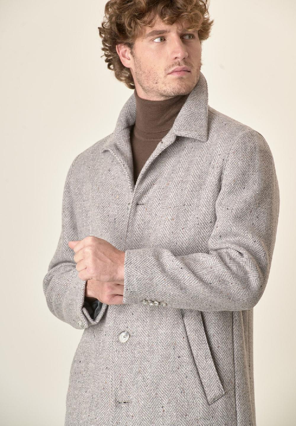 Angelico Cappotto Grigio Chiaro Misto Lana Vergine Resca Oversize