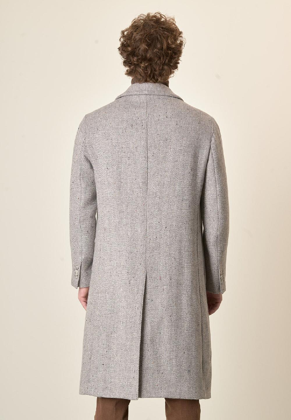 Angelico Cappotto Grigio Chiaro Misto Lana Vergine Resca Oversize