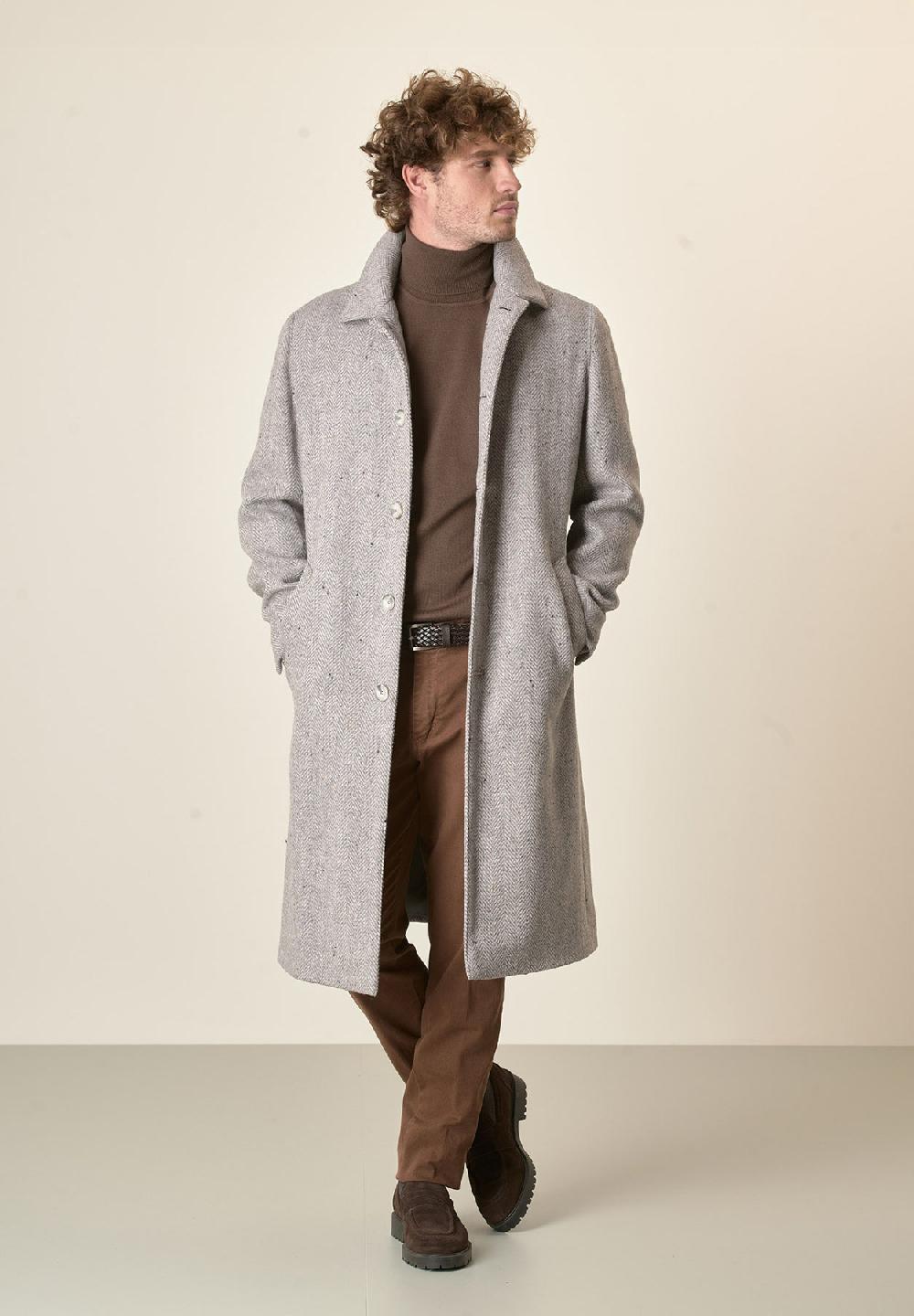Angelico Cappotto grigio chiaro misto lana vergine resca oversize