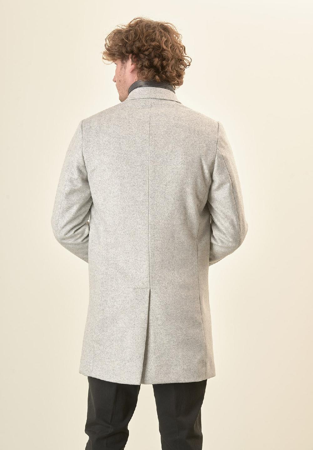 Angelico Cappotto Grigio Misto Cashmere Resca Pettorina Staccabile