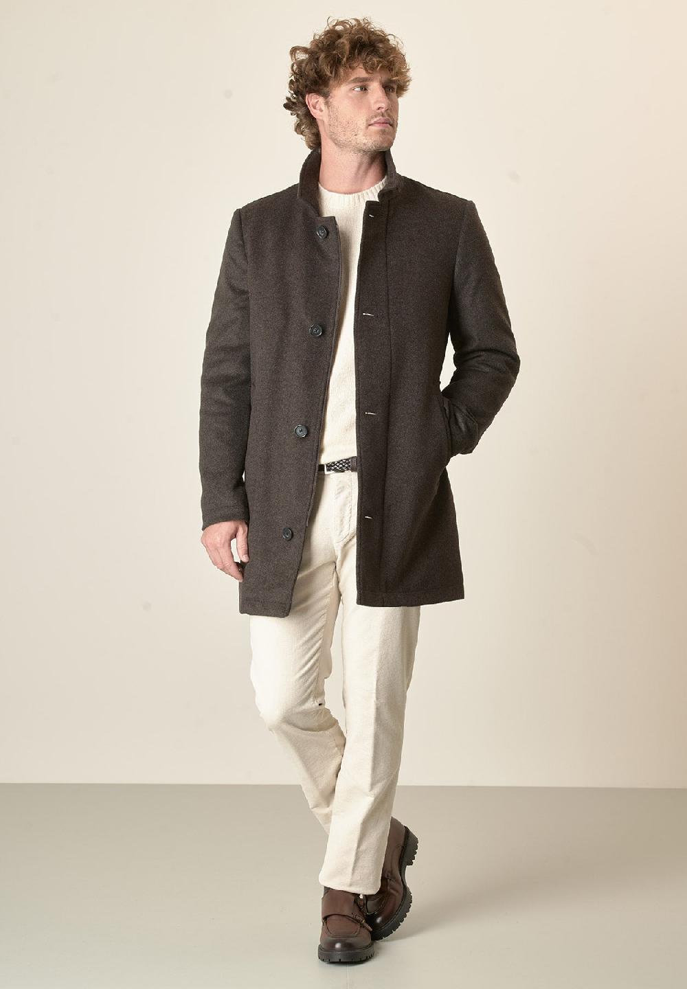 Angelico Cappotto moro collo coreano pettorina staccabile