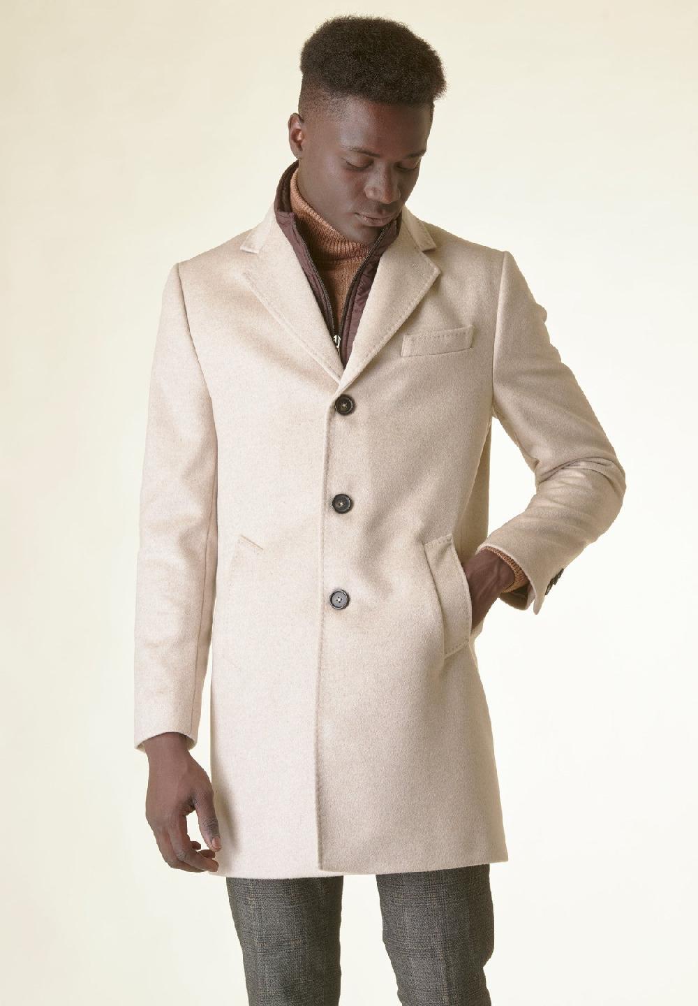 Angelico Cappotto naturale lana-cashmere pettorina staccabile