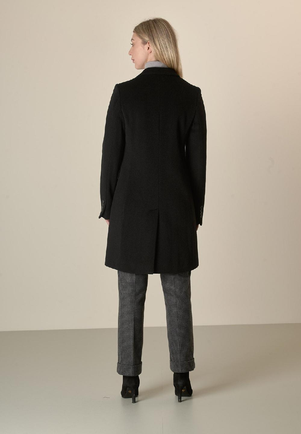 Angelico Cappotto Nero Baronetto Lana Vergine Cashmere