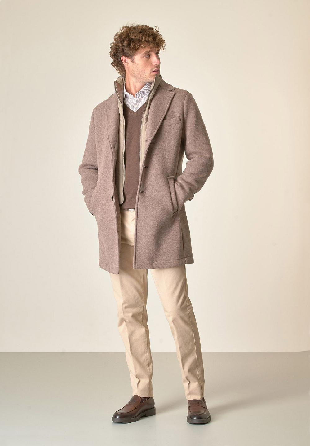 Angelico Cappotto nocciola sfoderato pettorina staccabile