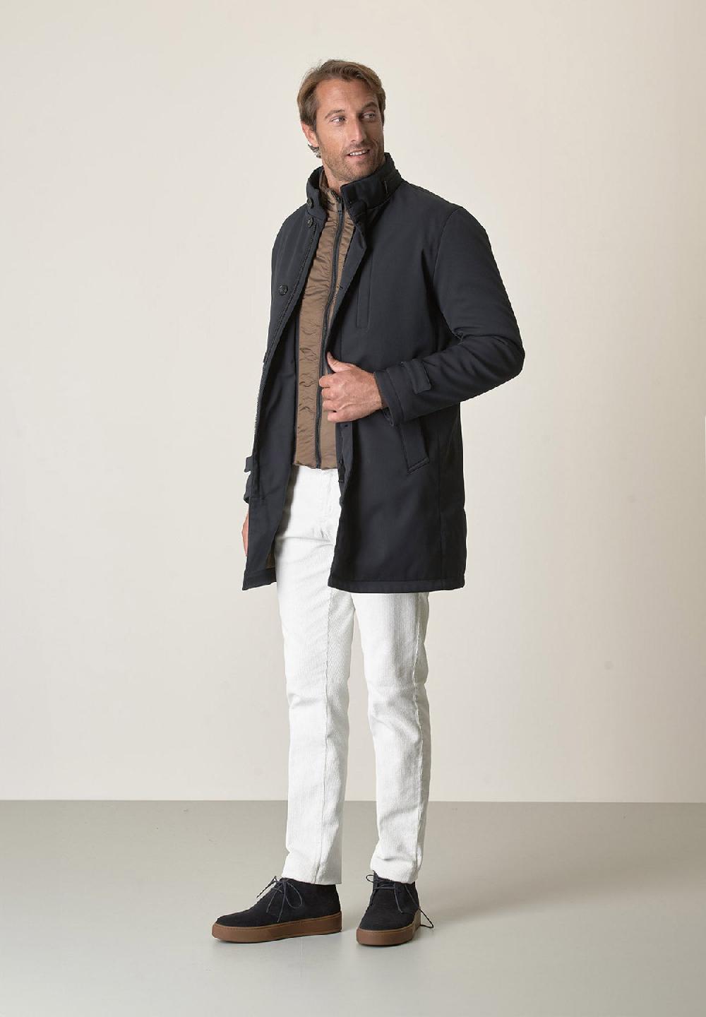 Angelico Cappotto tecnico blu trama leggera impermeabile