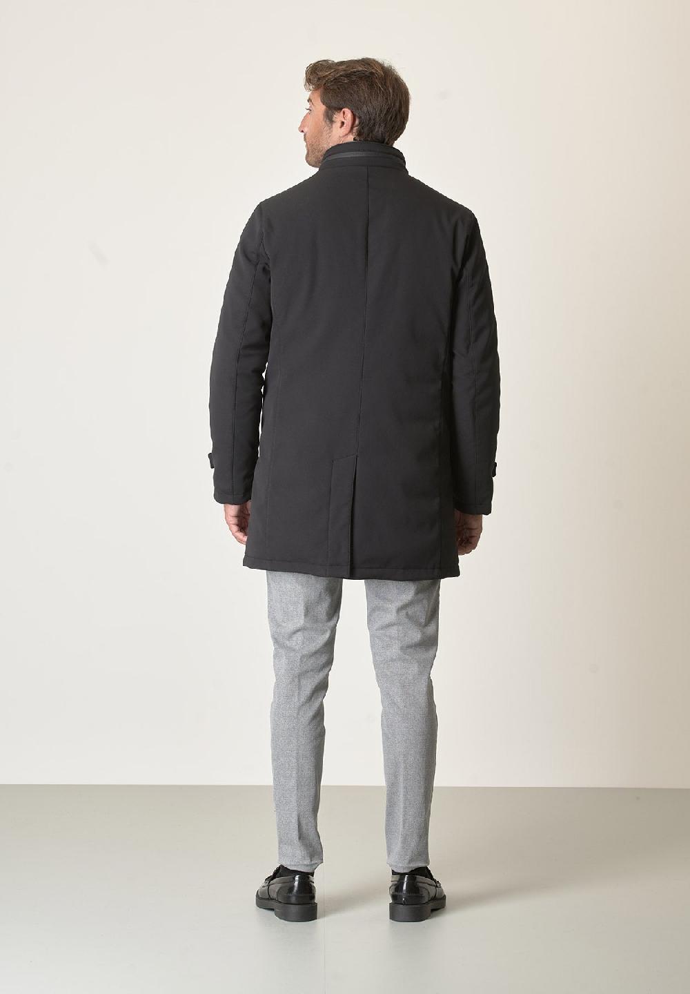 Angelico Cappotto Tecnico Nero Trama Leggera Impermeabile