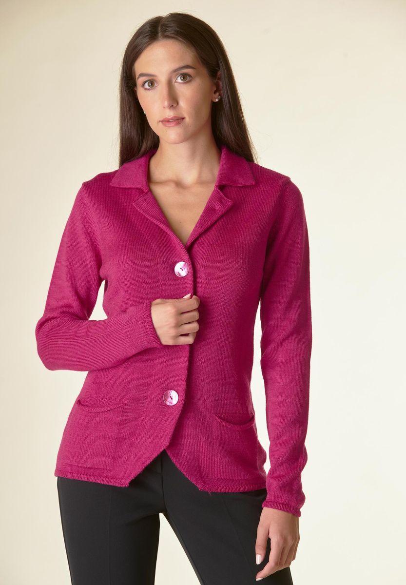 Angelico Cardigan Fucsia 3 Bottoni Merino Lana-Gatto