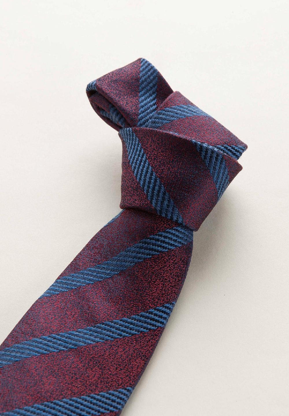 Angelico Cravatta Blu Bordeaux Regimental Effetto Lana