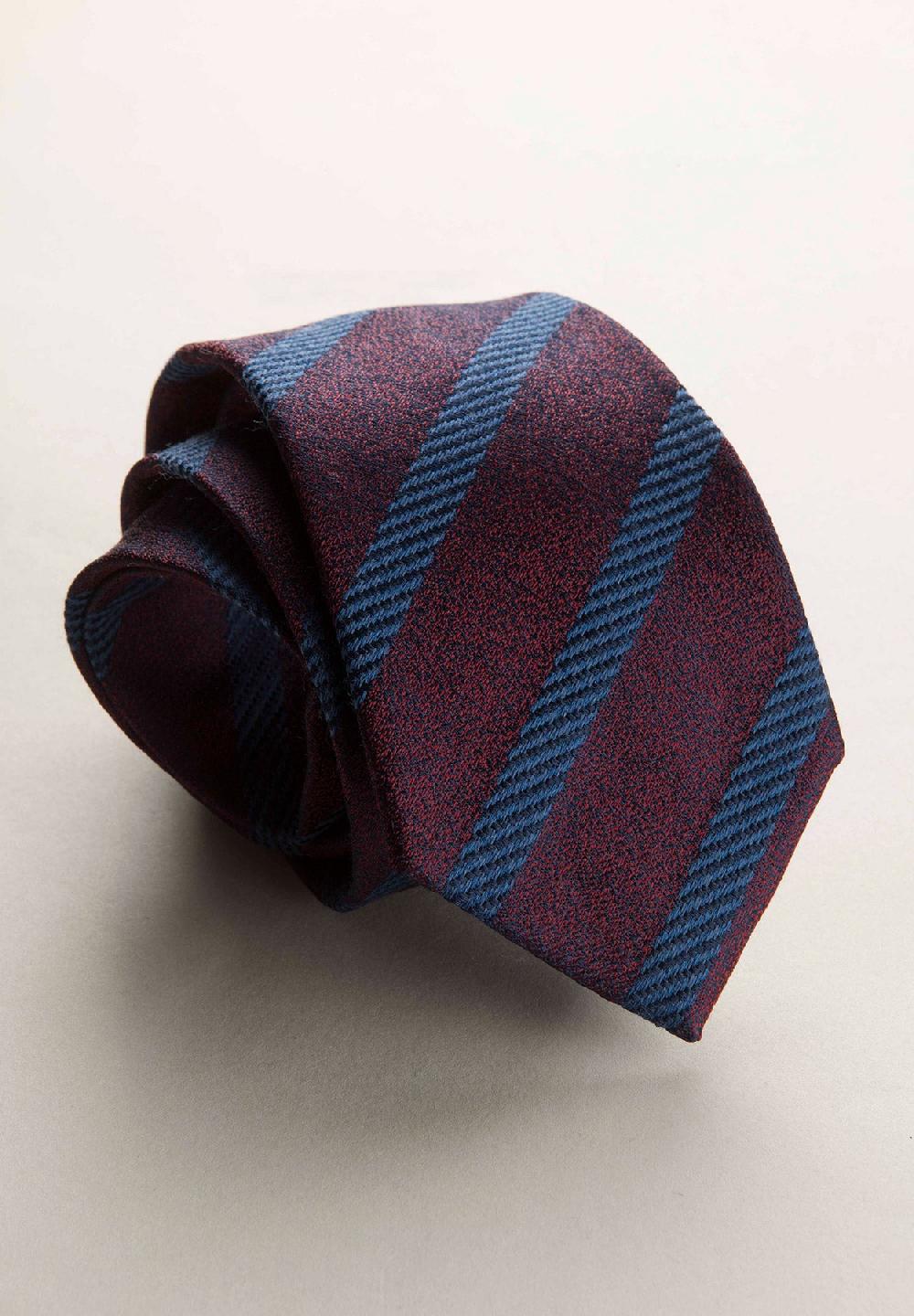 Angelico Cravatta blu bordeaux regimental effetto lana